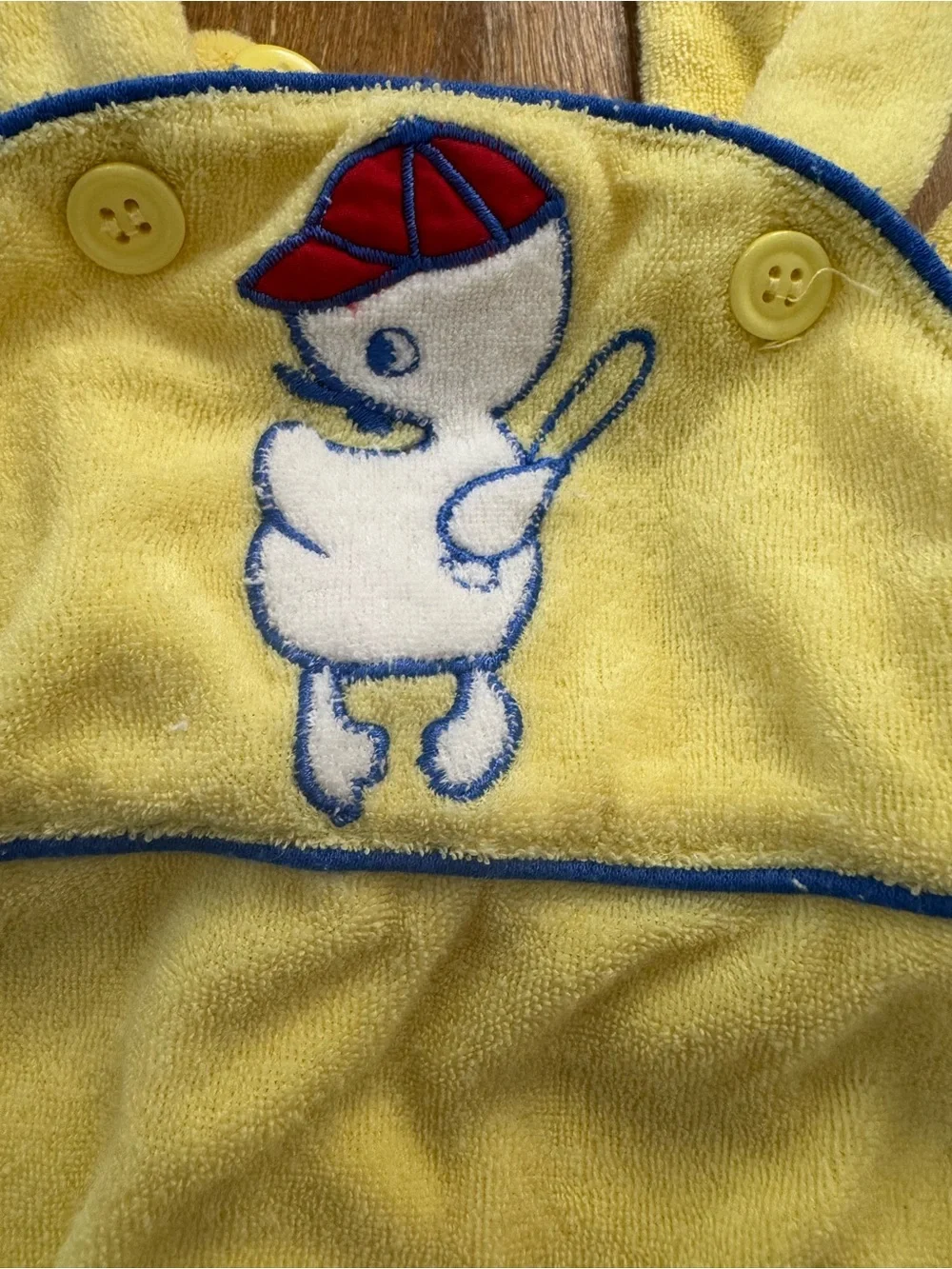 Source Unknown Yellow Terry Diaper Romper with Duck Embroidery